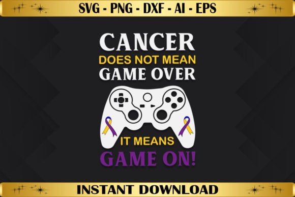 Cancer Game Over Graphics for T-Shirt Designs